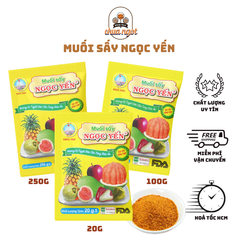 Muối Sấy Ngọc Yến gói 20g & 100g & 250g Đặc Sản Đồng Tháp, chay mặn đều dùng được