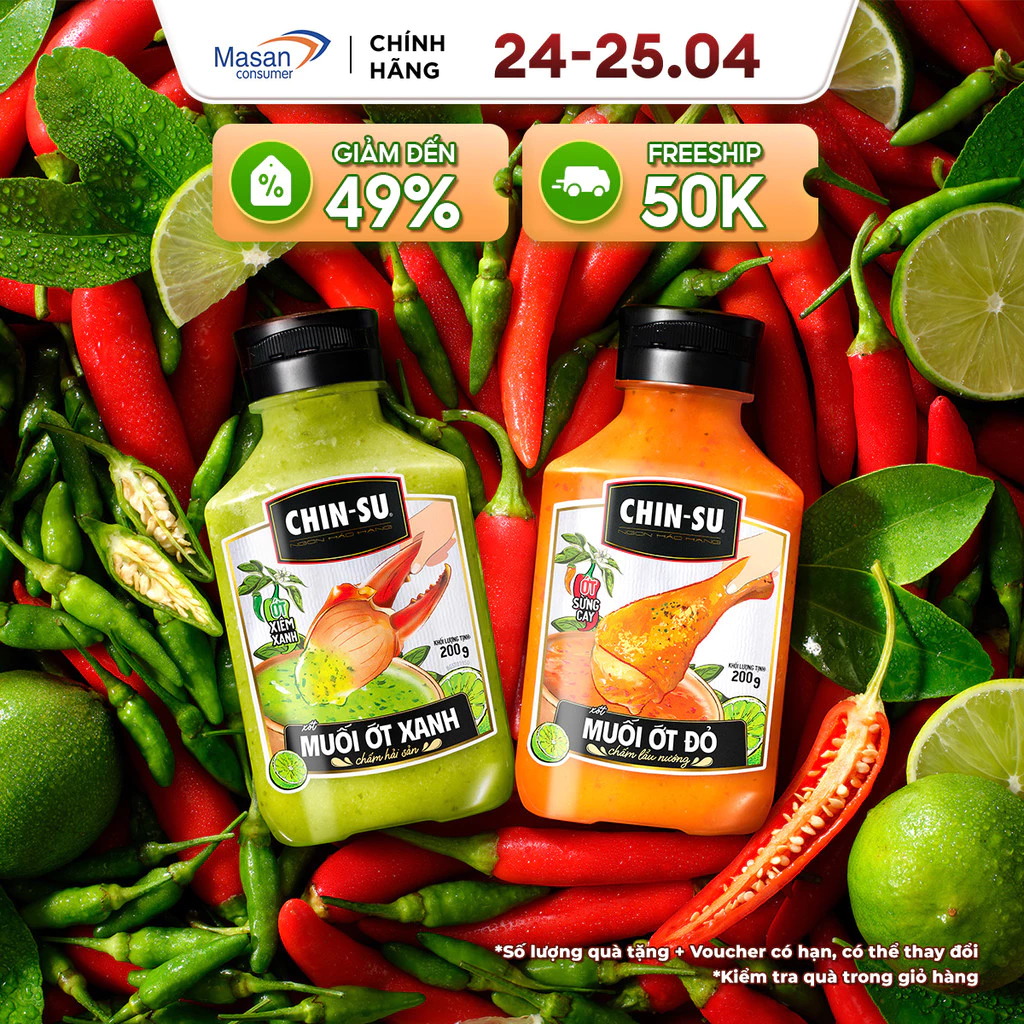 [Chọn vị] Combo 2 Xốt Muối Ớt Chin-Su Chai X 200Gr