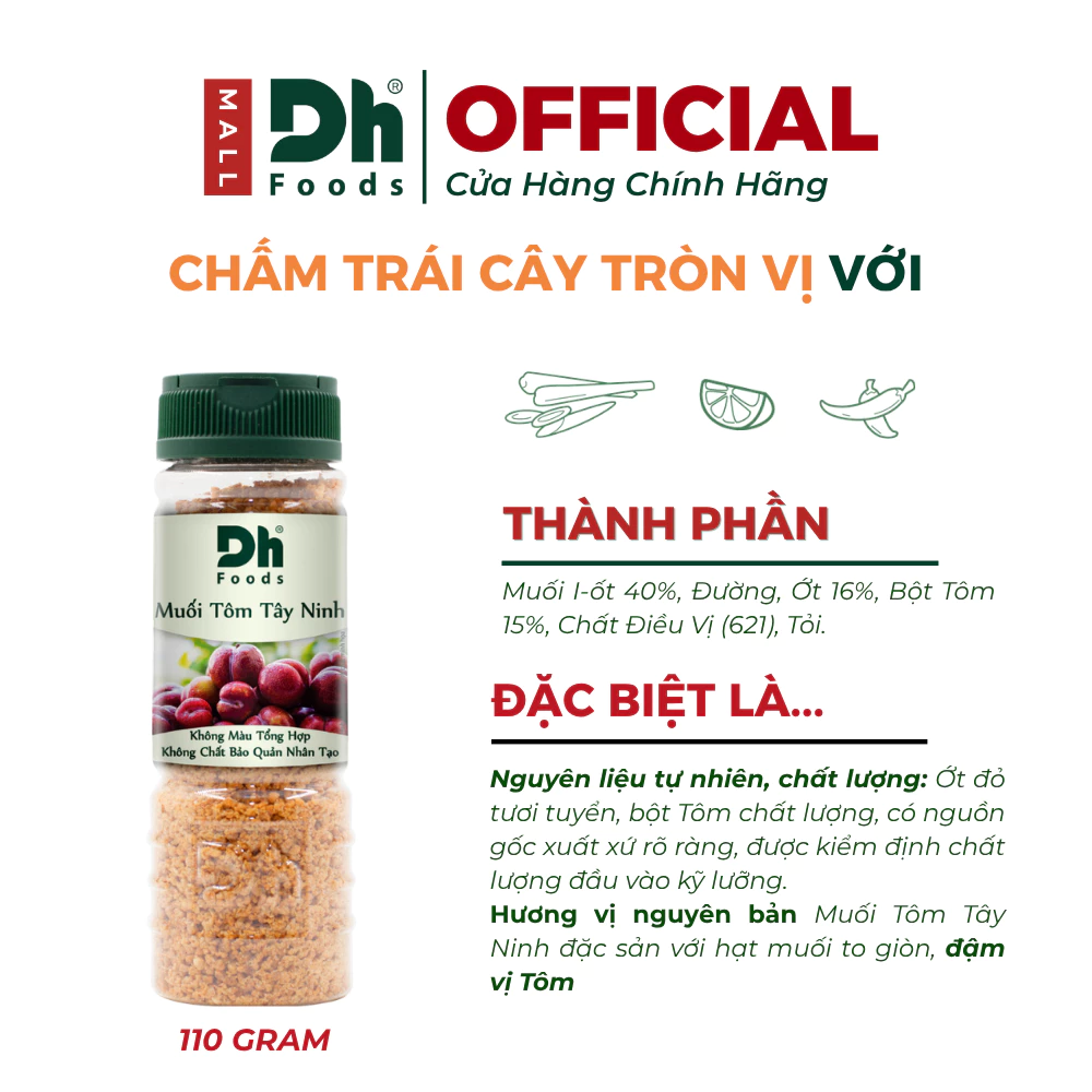 Muối Tôm Tây Ninh Dh Foods 60gr/110gr – Muối Tôm Tây Ninh, Muối Chấm Hoa Quả, Muối Chấm Trái Cây Thơm Ngon, Tiện Lợi - 2