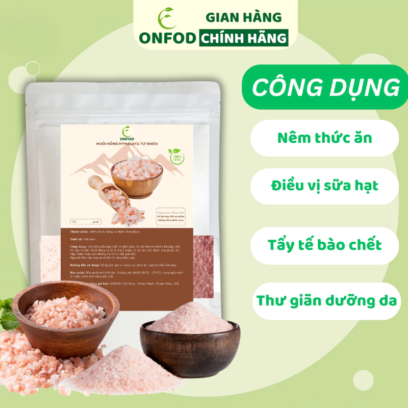 Muối hồng Himalaya tinh khiết healthy ONFOD nhập khẩu Pakistan nêm thức ăn nấu sữa hạt - 2
