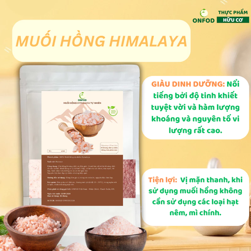 Muối hồng Himalaya tinh khiết healthy ONFOD nhập khẩu Pakistan nêm thức ăn nấu sữa hạt - 3