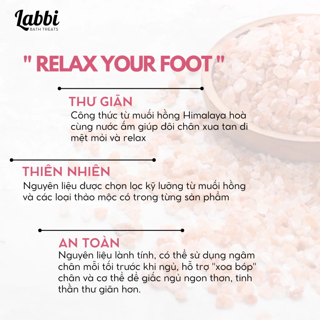 Muối hồng ngâm chân TỔNG HỢP 6 LOẠI [Labbi] Foot bath salt / Himalaya salt - 3