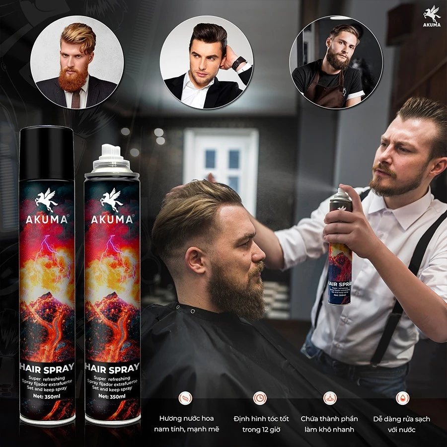 Gôm xịt giữ nếp tóc AKUMA HAIR SPRAY 390ml - 2