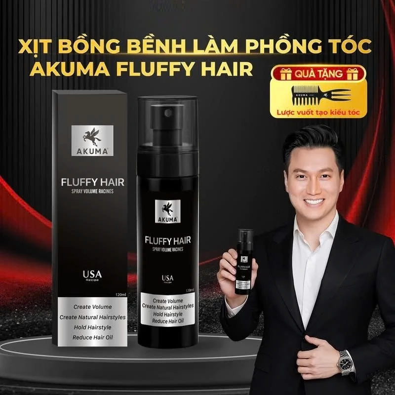 Xịt bồng bềnh tóc AKUMA FLUFFY HAIR 120ml - Xịt làm phồng tóc,kiềm dầu, ngăn bết tóc