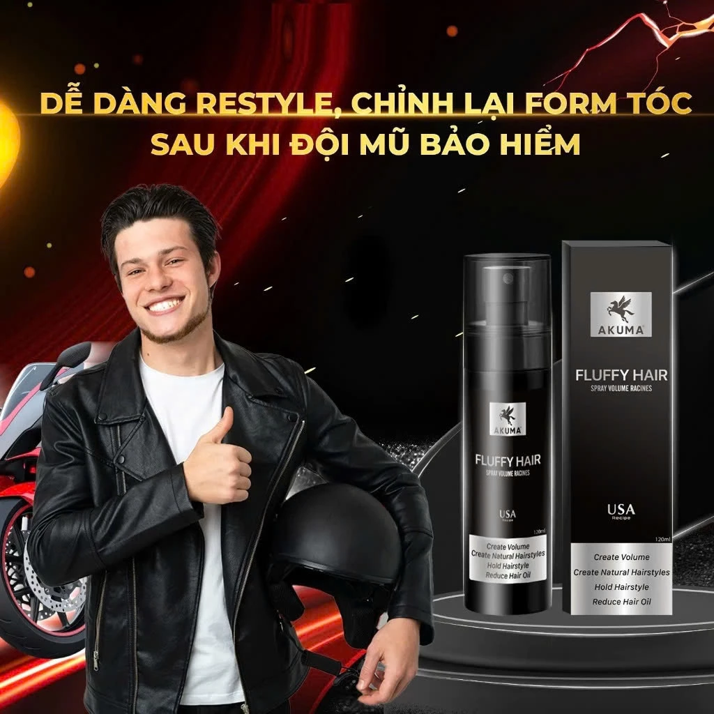 Xịt bồng bềnh tóc AKUMA FLUFFY HAIR 120ml - Xịt làm phồng tóc,kiềm dầu, ngăn bết tóc - 2