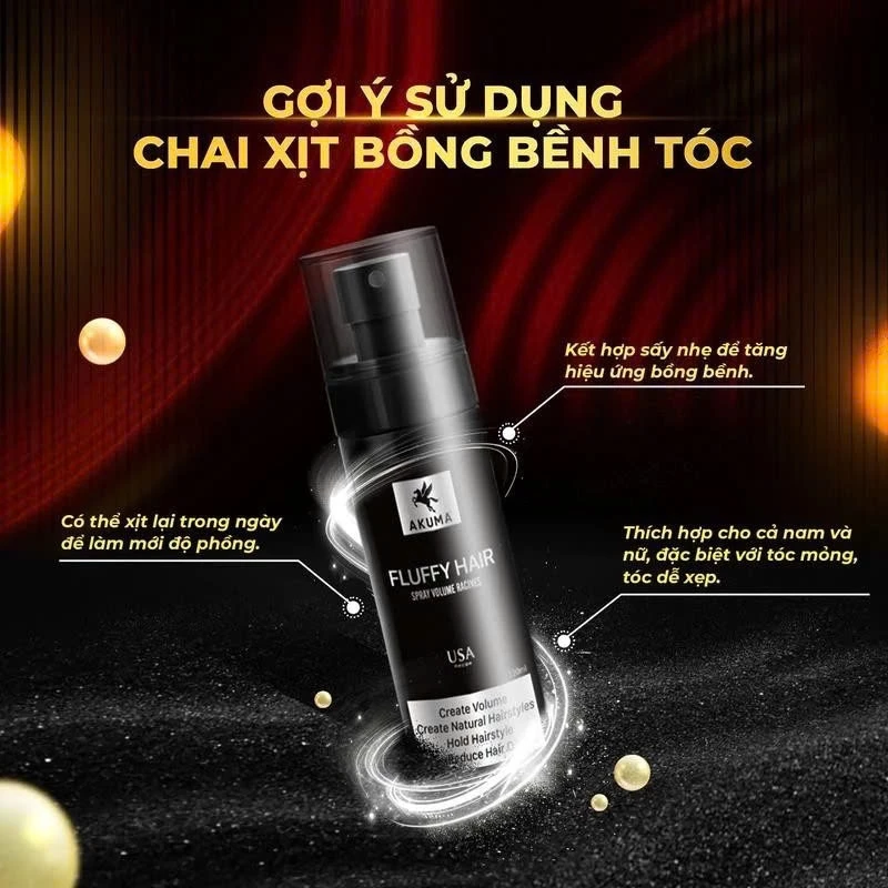 Xịt bồng bềnh tóc AKUMA FLUFFY HAIR 120ml - Xịt làm phồng tóc,kiềm dầu, ngăn bết tóc - 3