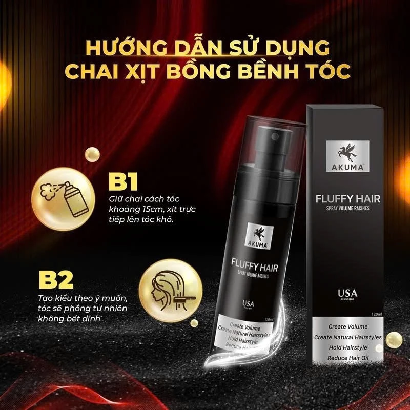 Xịt bồng bềnh tóc AKUMA FLUFFY HAIR 120ml - Xịt làm phồng tóc,kiềm dầu, ngăn bết tóc - 4