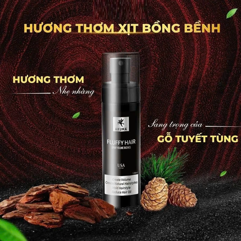 Xịt bồng bềnh tóc AKUMA FLUFFY HAIR 120ml - Xịt làm phồng tóc,kiềm dầu, ngăn bết tóc - 6