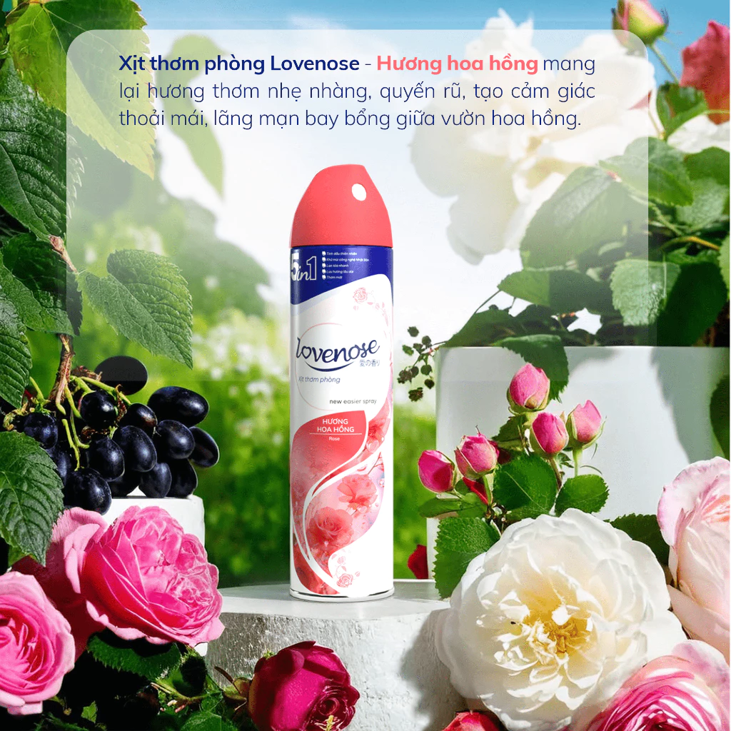 Xịt thơm phòng Lovenose 320ml, nước hoa xịt phòng hương thơm tự nhiên, dễ chịu, khử mùi hôi phòng, lưu hương dài lâu - 6