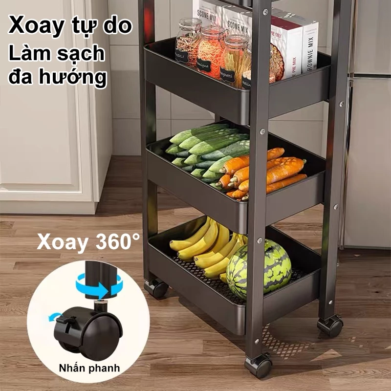 BMZAR Xe Đẩy Spa có bánh xe Kệ sắt đa năng Xe để đồ 3 tầng Thời trang cao cấp 【100%Thép】 - 4