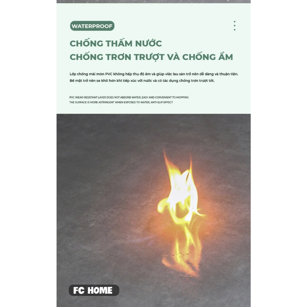 Tấm Dán Sàn Nhựa Đá, Decor Phòng Ngủ NAGO, Mẫu Vân Đá,chất liệu PVC, kích thước 30x30x0.1cm - 4