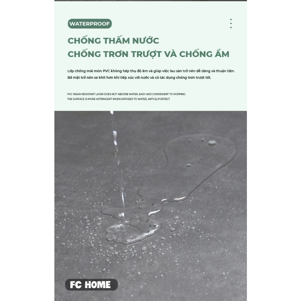 Tấm Dán Sàn Nhựa Đá, Decor Phòng Ngủ NAGO, Mẫu Vân Đá,chất liệu PVC, kích thước 30x30x0.1cm - 5