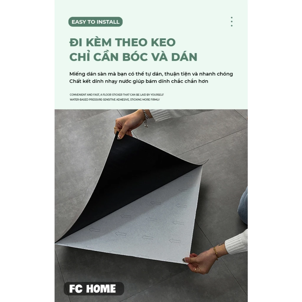 Tấm Dán Sàn Nhựa Đá, Decor Phòng Ngủ NAGO, Mẫu Vân Đá,chất liệu PVC, kích thước 30x30x0.1cm - 6