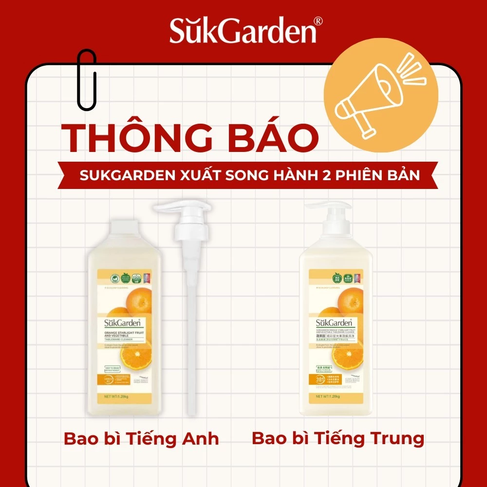 Nước Rửa Sinh Học SukGarden Chiết Xuất Enzyme Thực Vật - Hỗ Trợ Rửa Chén Bát, Rau Củ Quả - 4