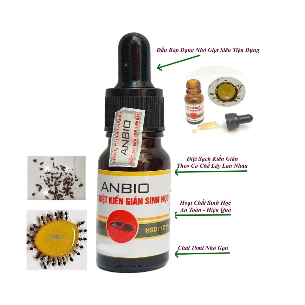 Thuốc diệt kiến gián ANBIO với hoạt chất sinh học diệt tận gốc kiến hôi, kiến đen, kiến lửa, kiến ba khoang, gián đức - 4
