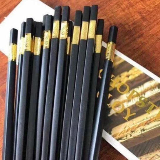 Bộ 10 Đôi Đũa Mạ Vàng, Đũa Hợp Kim Chống Mốc Hàn Quốc - 6
