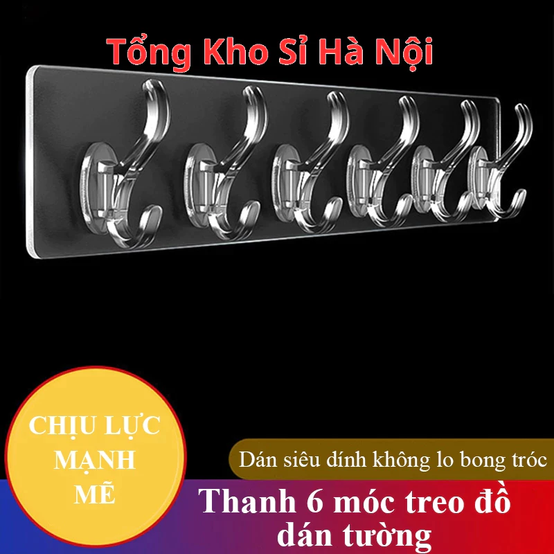Thanh 6 Móc Dán Tường Chịu Lực Siêu Dính Móc Treo Khoá Thắt Lưng Quần Áo - 2