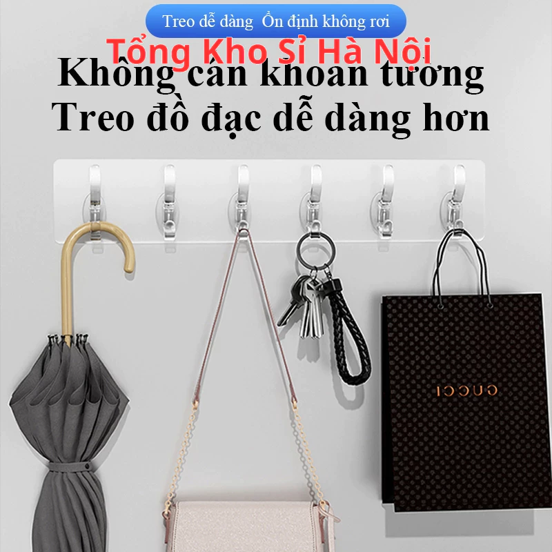 Thanh 6 Móc Dán Tường Chịu Lực Siêu Dính Móc Treo Khoá Thắt Lưng Quần Áo - 4