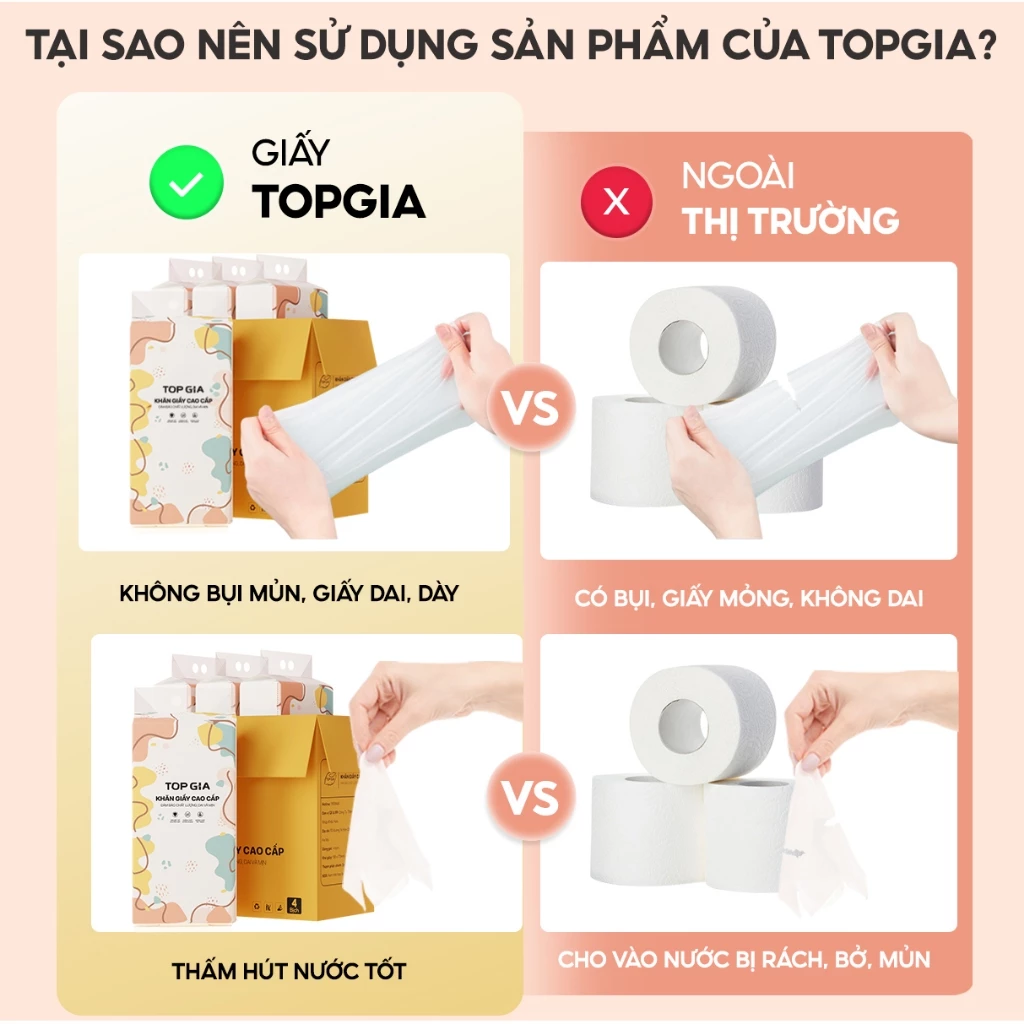 [LOẠI TO ĐẶC BIỆT] Thùng 8 bịch khăn giấy rút Top Gia treo tường đa sắc 1280 tờ, siêu dai và mềm mịn - 3