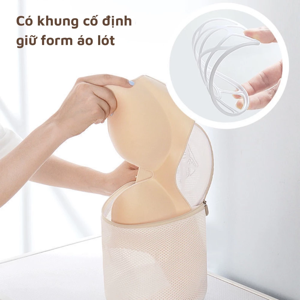 Túi lưới giặt quần áo đồ lót máy giặt có khóa 3 lớp hình thêu phân loại đồ giặt tiện lợi gia đình - 4