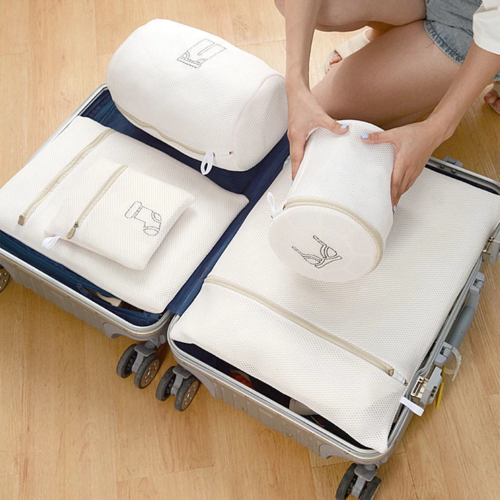 Túi lưới giặt quần áo đồ lót máy giặt có khóa 3 lớp hình thêu phân loại đồ giặt tiện lợi gia đình - 6