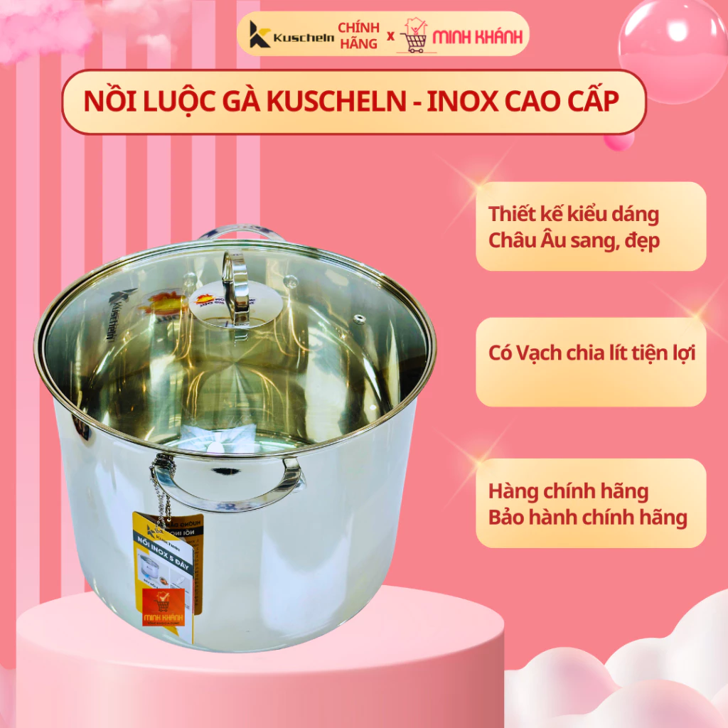 Nồi luộc gà inox 5 đáy Kuscheln KCP023-30- Cao 23,5cm, lòng 30cm, Luộc gà cánh phượng chuẩn Đẹp. - 2