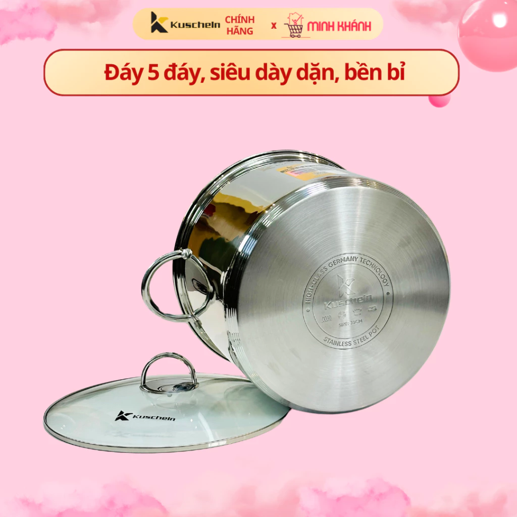 Nồi luộc gà inox 5 đáy Kuscheln KCP023-30- Cao 23,5cm, lòng 30cm, Luộc gà cánh phượng chuẩn Đẹp. - 5