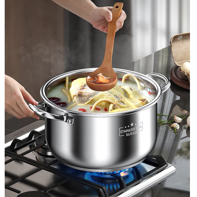 Nồi INOX 316 Kho Nấu Canh Luộc Gà Nồi Thép Không Rỉ Siêu Bền Cho Gia Đình nhiêu size lựa chọn - 2