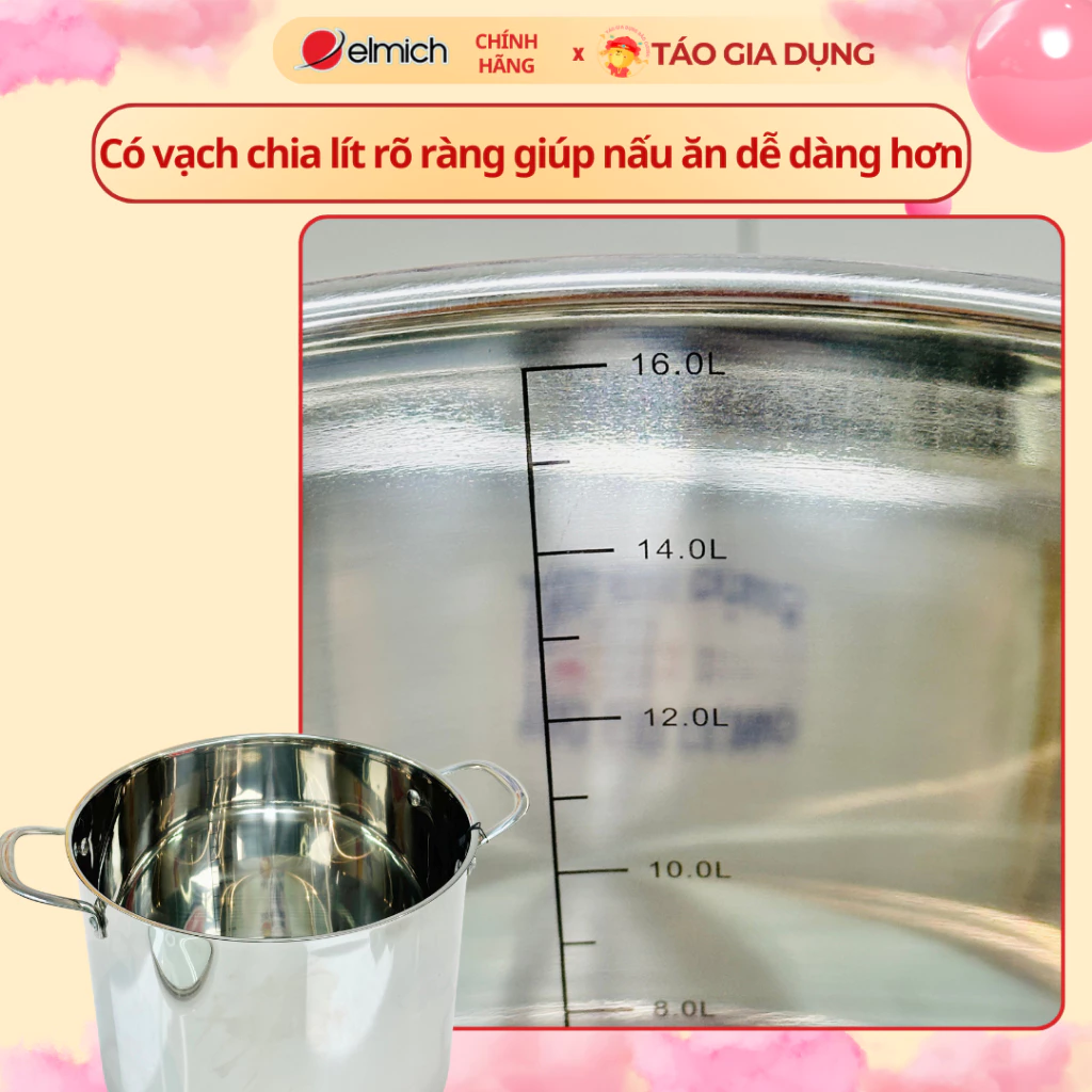 Nồi luộc gà inox 304 5 đáy Elmich EL-2525IN30 - Cao 24,5cm, lòng 30cm, luộc gà cánh phượng đẹp,16Lít - 4