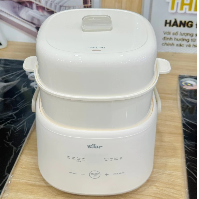 Nồi nấu chậm Bear 1 Lít SC-4H10E - Có xửng hấp, có 7 chế độ ninh, nấu, hầm, hấp (CÓ MÀU XANH/KEM) - 6