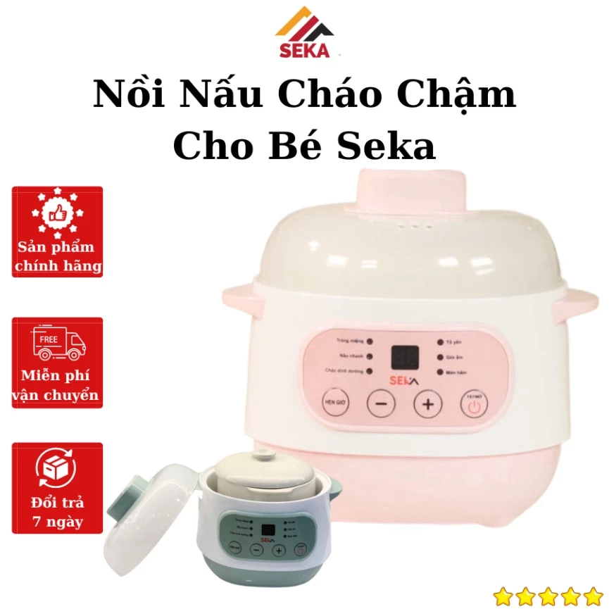 [BH 2 Năm] Nồi Nấu Cháo Chậm Cho Bé Ăn Dặm SEKA GT68 - Nồi Hầm Cháo, Kho Cá Chậm, Hầm Cách Thủy, Ninh Cháo - 2