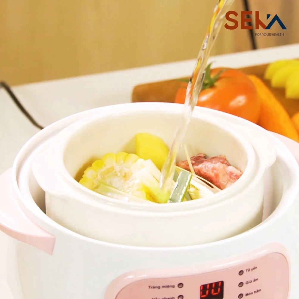 [BH 2 Năm] Nồi Nấu Cháo Chậm Cho Bé Ăn Dặm SEKA GT68 - Nồi Hầm Cháo, Kho Cá Chậm, Hầm Cách Thủy, Ninh Cháo - 5