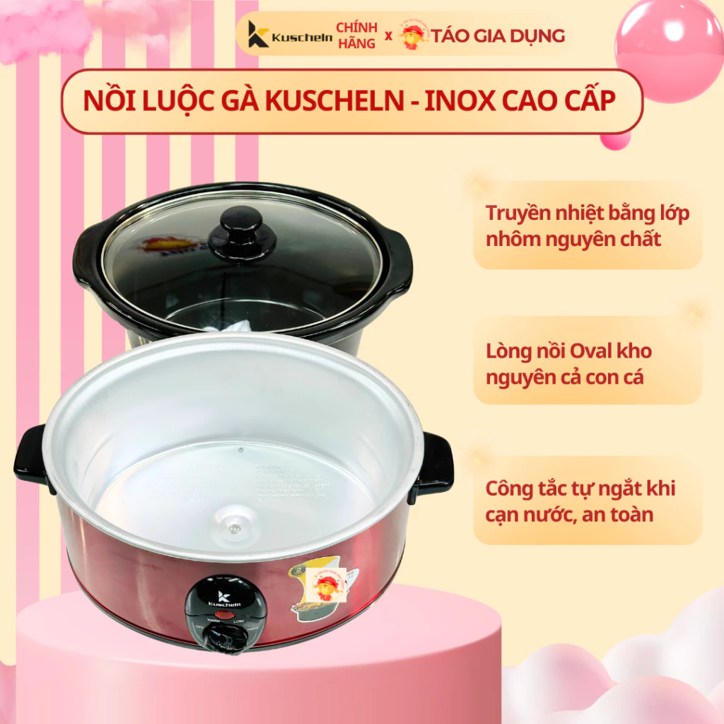 Nồi nấu chậm, nồi kho cá, nồi hầm KUSCHELN KSC023-3.5L - 3,5L, lòng sứ Ovan, tự ngắt chống cạn nước. - 3