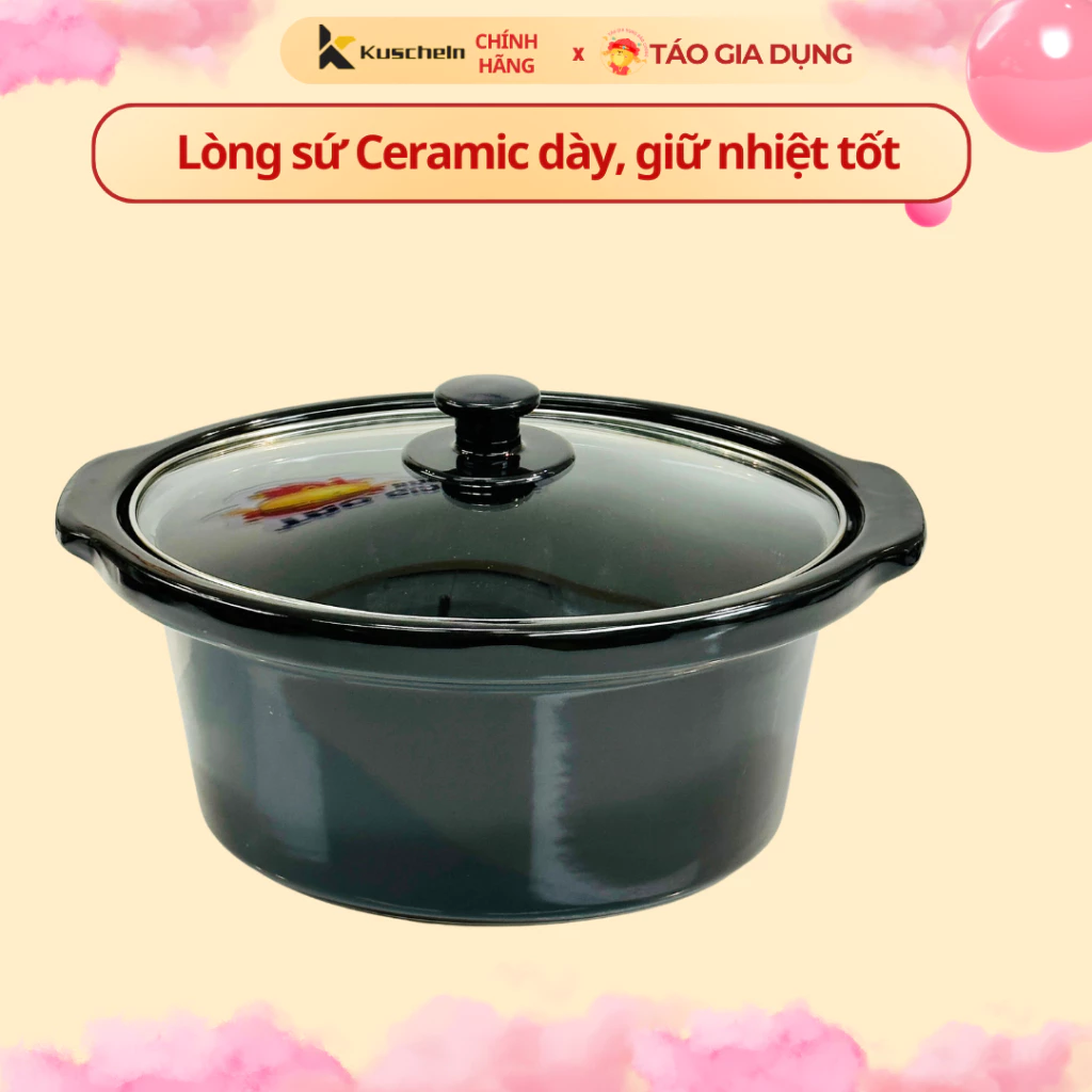 Nồi nấu chậm, nồi kho cá, nồi hầm KUSCHELN KSC023-3.5L - 3,5L, lòng sứ Ovan, tự ngắt chống cạn nước. - 5