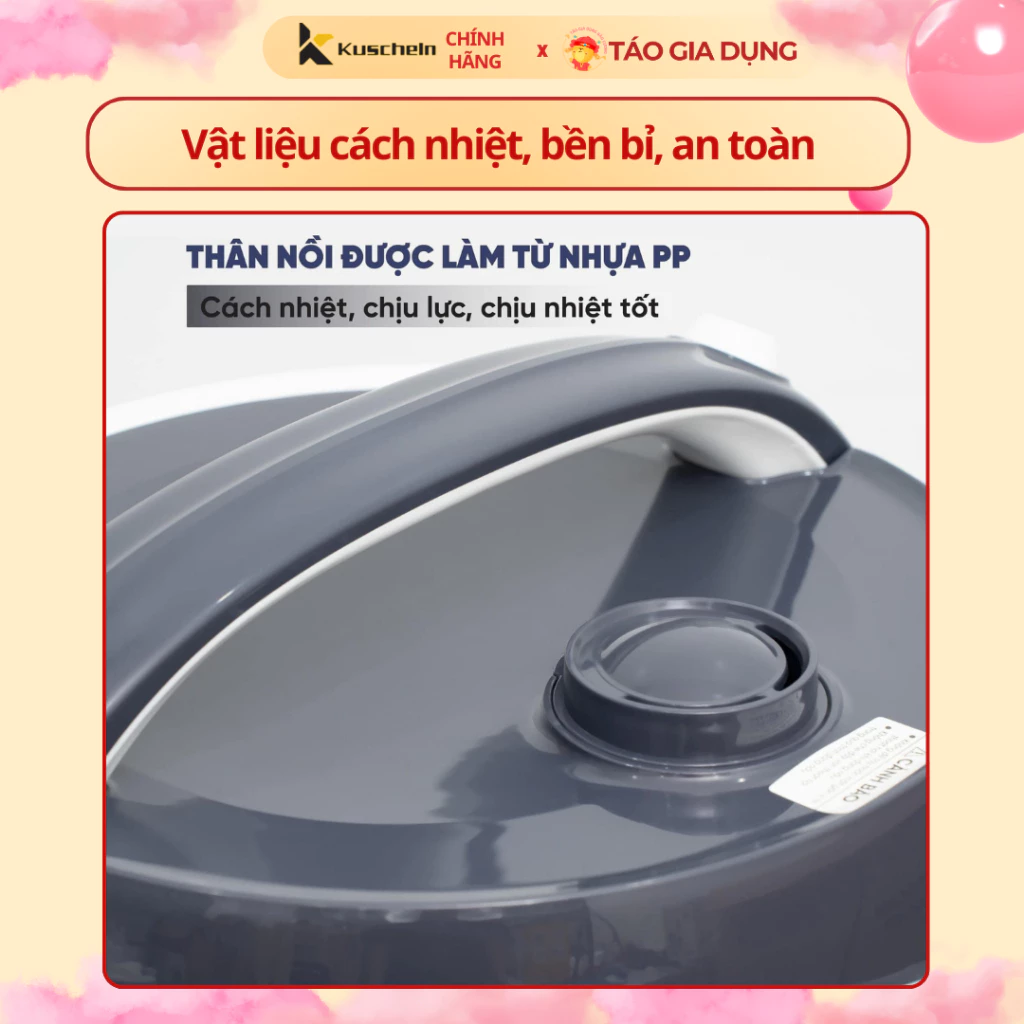 Nồi cơm điện 2,8 Lít Kuscheln KRC24-2.8 - Lòng nồi dày, chống dính ceramic, nấu 3D cho cơm dẻo thơm - 4