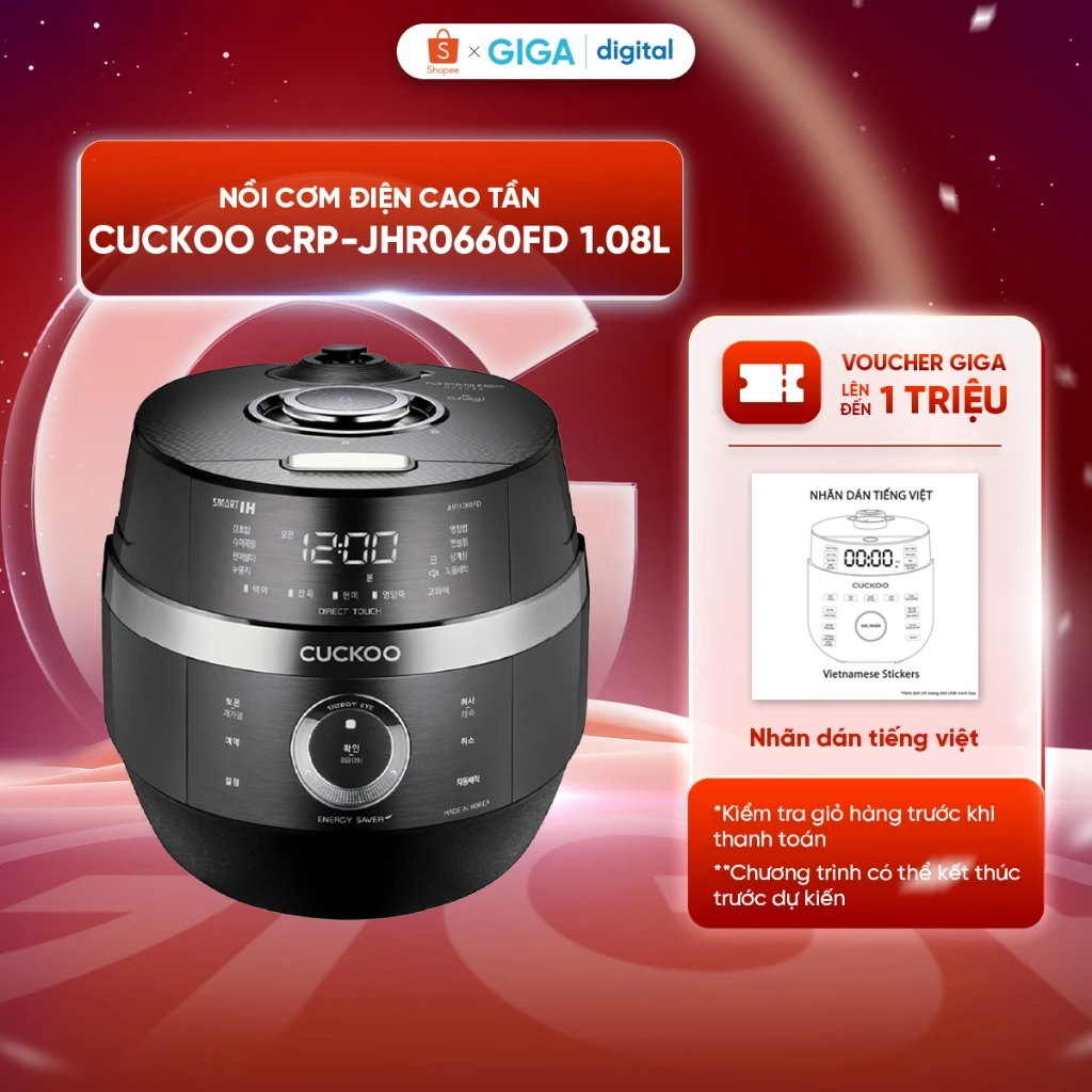 Nồi cơm điện cao tần Cuckoo CRP-JHR0660FD 1.08L - Nồi cơm Cuckoo tự động làm sạch - Nhiều chế độ nấu - BH 1 năm - 6