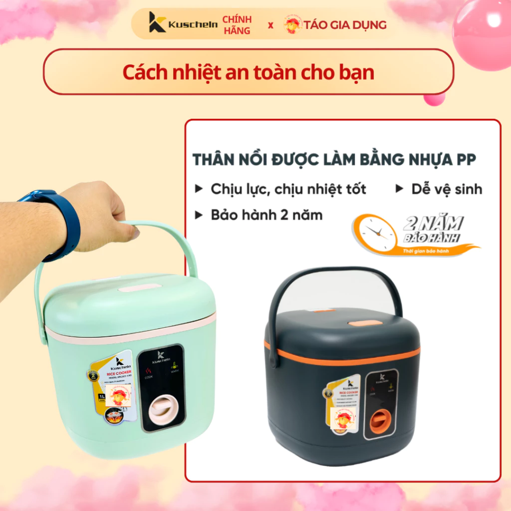 Nồi cơm điện mini KUSCHELN KRC023-1.0G - Công nghệ nấu 3D, cơm nhanh chín, dẻo, thơm ngon, không nát - 3