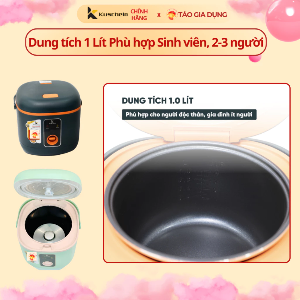 Nồi cơm điện mini KUSCHELN KRC023-1.0G - Công nghệ nấu 3D, cơm nhanh chín, dẻo, thơm ngon, không nát - 4