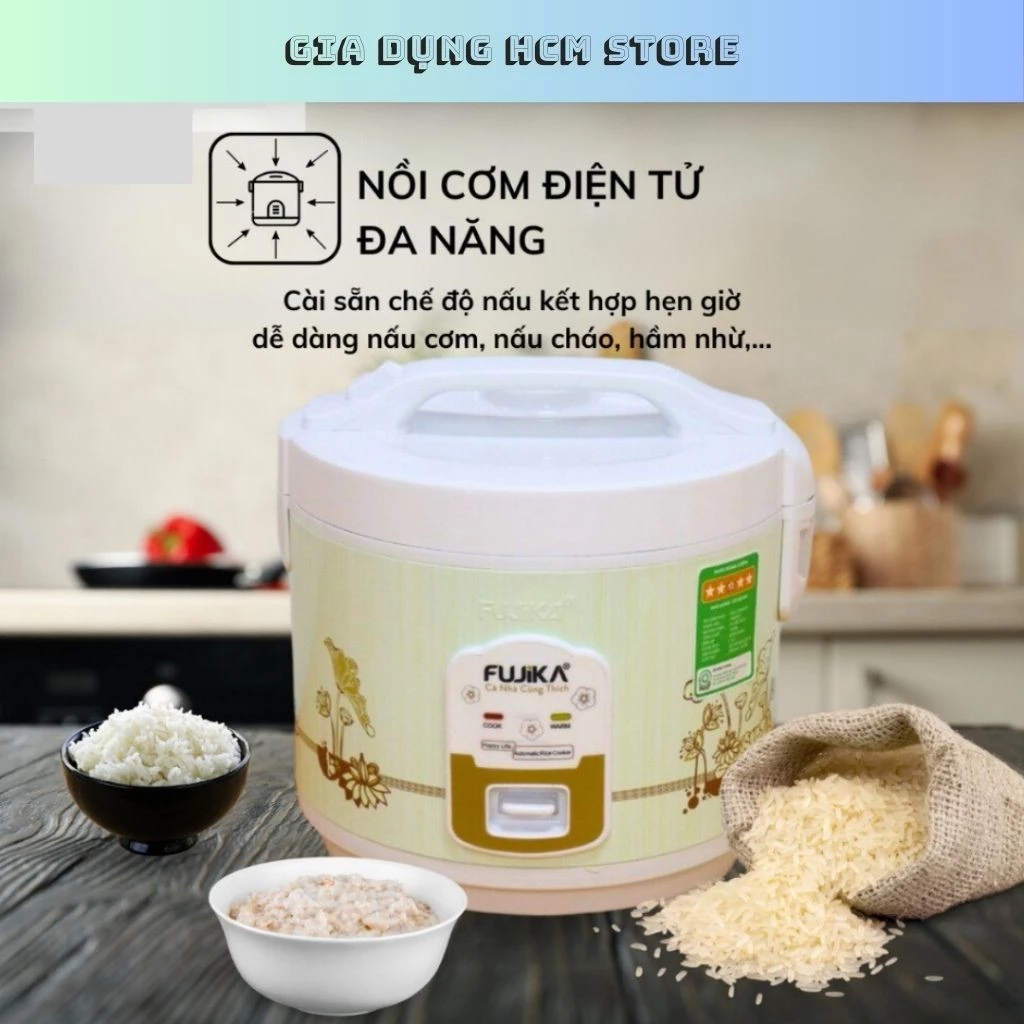 Nồi cơm điện FUJIKA 1L - 1.2L - 1.8L Loại Nắp gài thông minh chống dính ,giữ nhiệt, hàng chính hãng -Hàng Bảo hành