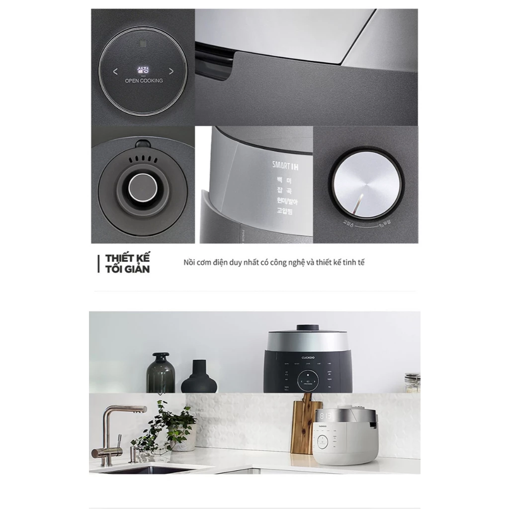 Nồi cơm điện cao tần áp suất kép Cuckoo CRP-LHTR0610FD 1.08 Lít Màu Bạc - Tiết kiệm năng lượng - Bảo Hành 24 Tháng