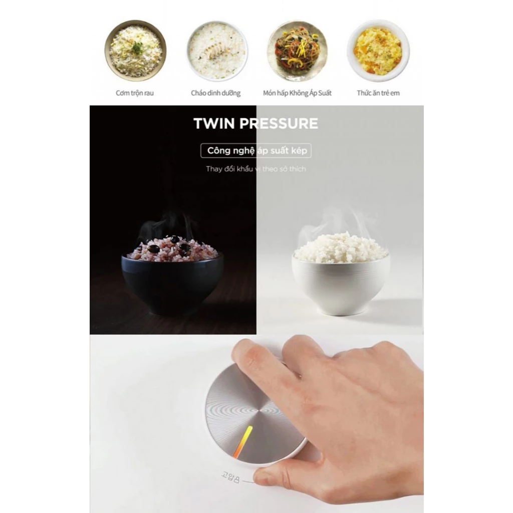 Nồi cơm điện cao tần áp suất kép Cuckoo CRP-LHTR0610FD 1.08 Lít Màu Bạc - Tiết kiệm năng lượng - Bảo Hành 24 Tháng - 3