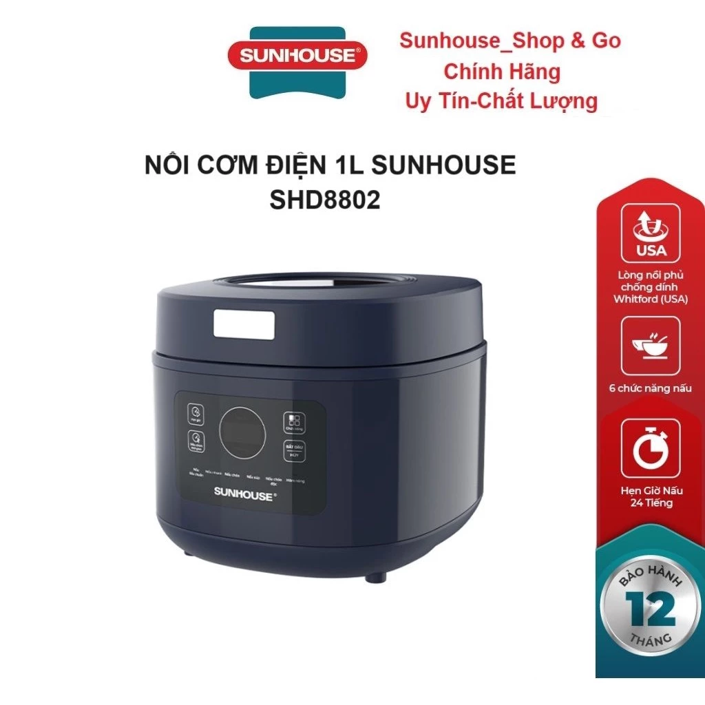 Nồi cơm điện tử 1L SUNHOUSE SHD8802 - Bảo hành chính hãng 12 tháng - 4