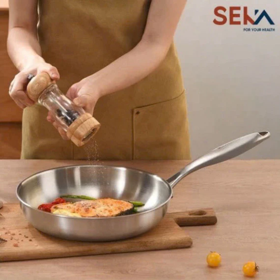 Chảo inox chống dính nông lòng Seka SK6030 , chảo inox nguyên khối 304 5 lớp dùng cho mọi loại bếp - Shop Đông Phong - 3