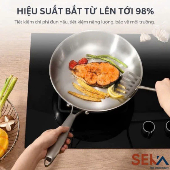 Chảo inox chống dính nông lòng Seka SK6030 , chảo inox nguyên khối 304 5 lớp dùng cho mọi loại bếp - Shop Đông Phong - 6