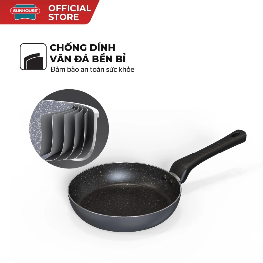 Chảo chống dính KHÔNG TỪ Sunhouse CT Plus - Đường kính: 18-20-22-24-26-28-30cm - KHÔNG DÙNG ĐƯỢC TRÊN BẾP TỪ - 2