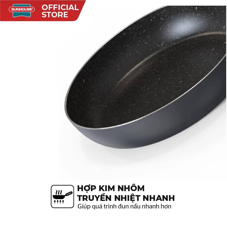 Chảo chống dính KHÔNG TỪ Sunhouse CT Plus - Đường kính: 18-20-22-24-26-28-30cm - KHÔNG DÙNG ĐƯỢC TRÊN BẾP TỪ - 3