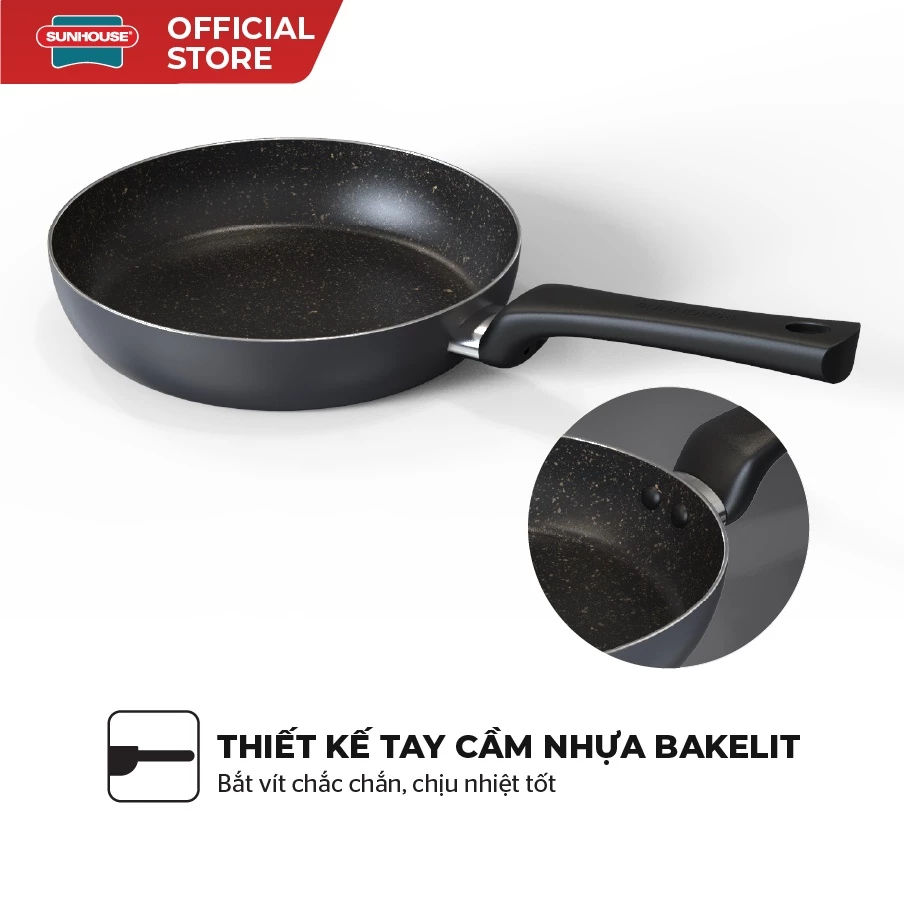Chảo chống dính KHÔNG TỪ Sunhouse CT Plus - Đường kính: 18-20-22-24-26-28-30cm - KHÔNG DÙNG ĐƯỢC TRÊN BẾP TỪ - 4