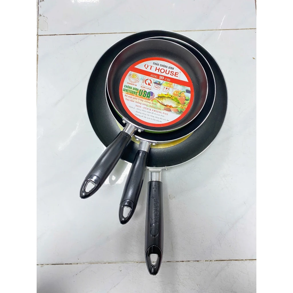 Combo 3 chảo chống dính 1 quai, đủ size, chảo chống dính đáy từ - 2