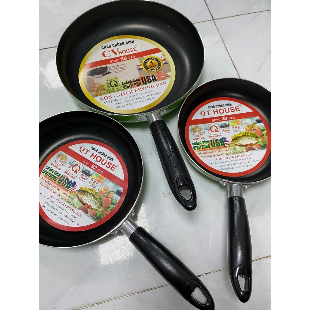 Combo 3 chảo chống dính 1 quai, đủ size, chảo chống dính đáy từ - 3