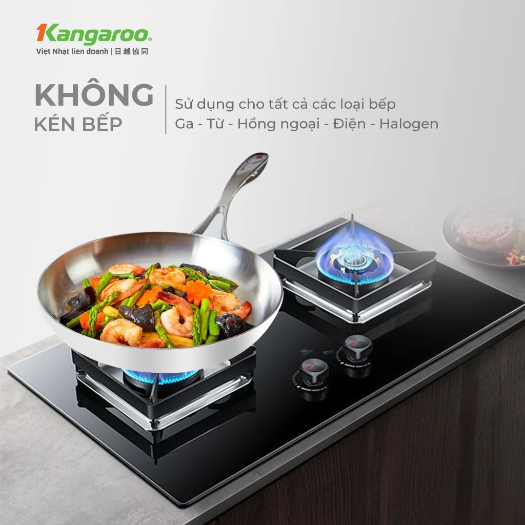 [ĐỘC QUYỀN] Chảo Inox liền khối đa lớp chống dính tự thân Kangaroo KGFPD1NE kích thước 20-24-26cm - 3